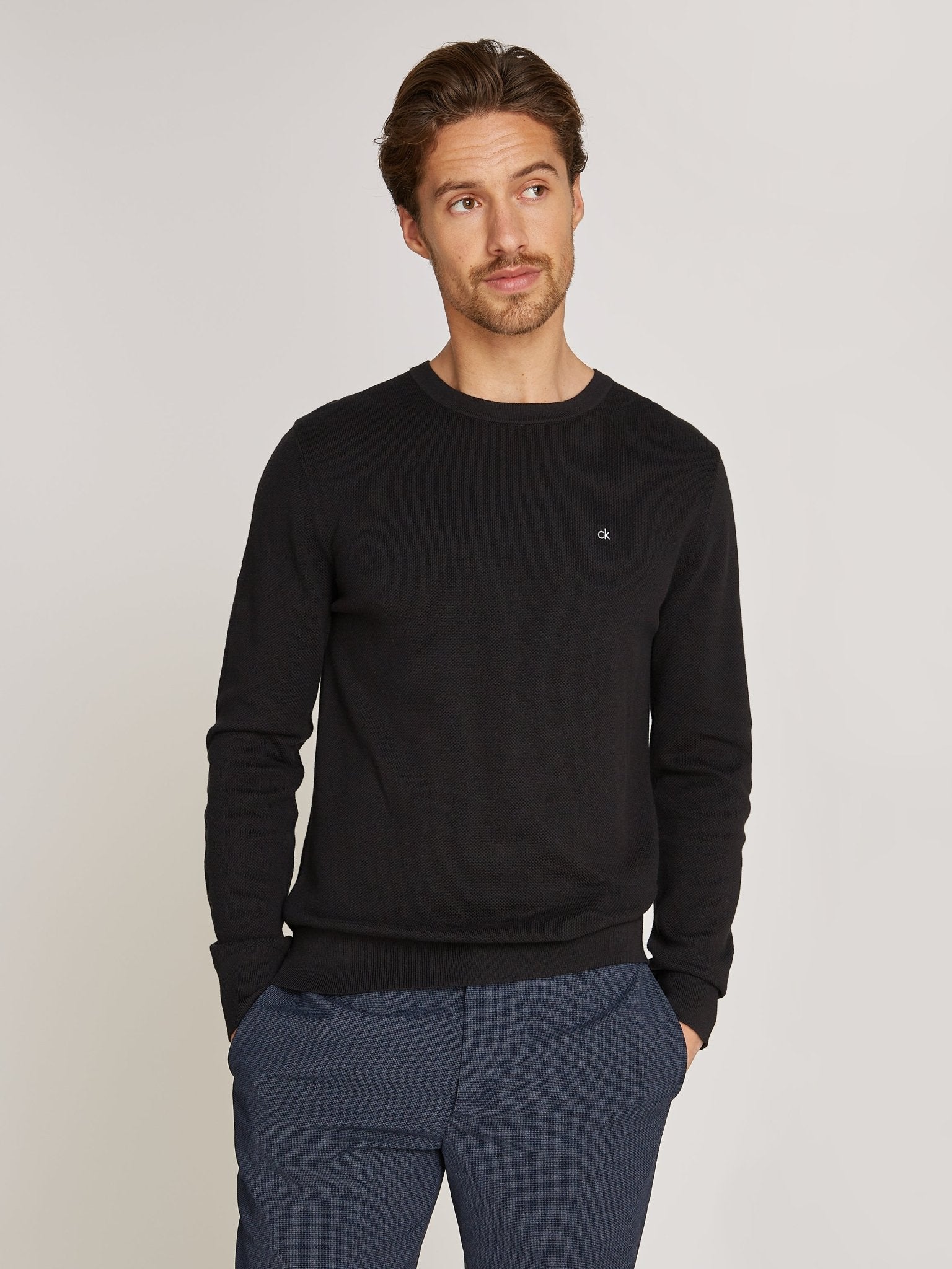 Calvin Klein Micro Pique Structure Crew Neck Jumper Matt O Brien Fashions