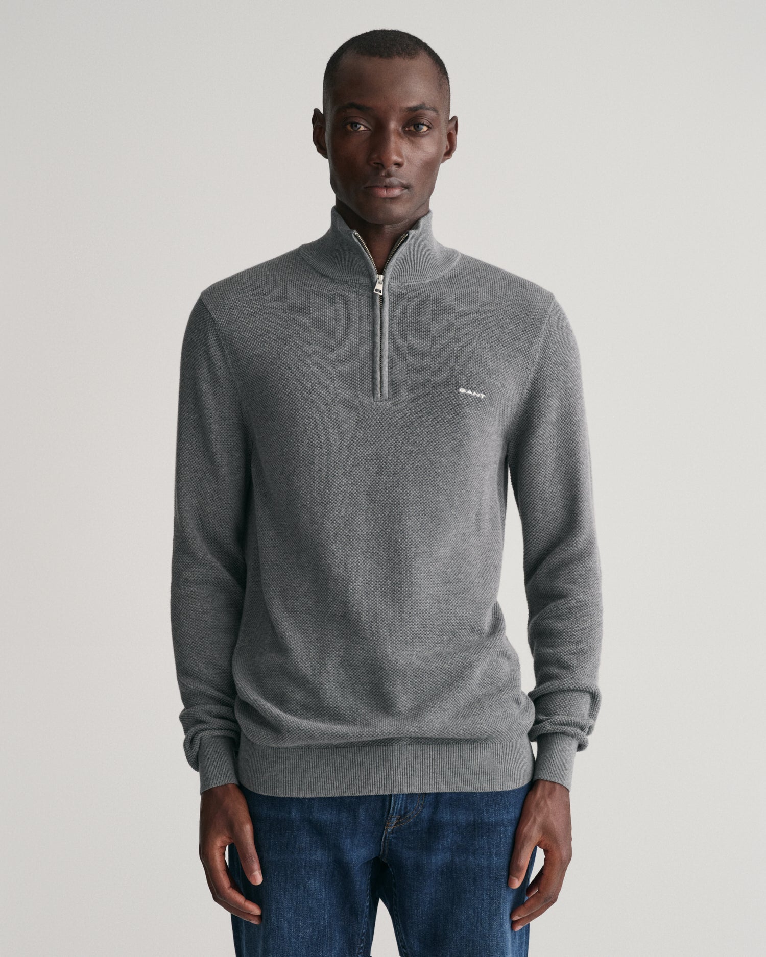 GANT Cotton Pique Half Zip Jumper Matt O Brien Fashions