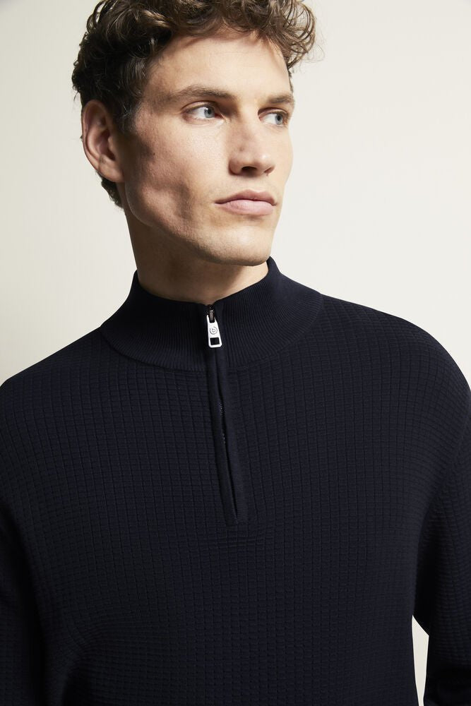 Bugatti Textured Quarter Zip Jumper - Matt O'Brien Fashions