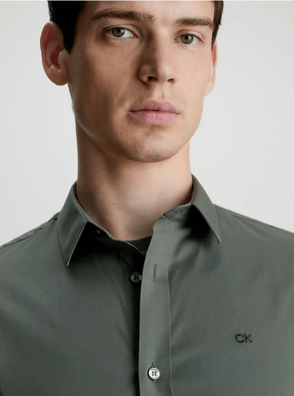 Calvin Klein Poplin Stretch Slim Shirt - Matt O'Brien Fashions