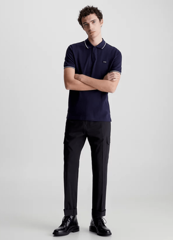 Calvin Klein Stretch Pique Tipped Polo - Matt O'Brien Fashions