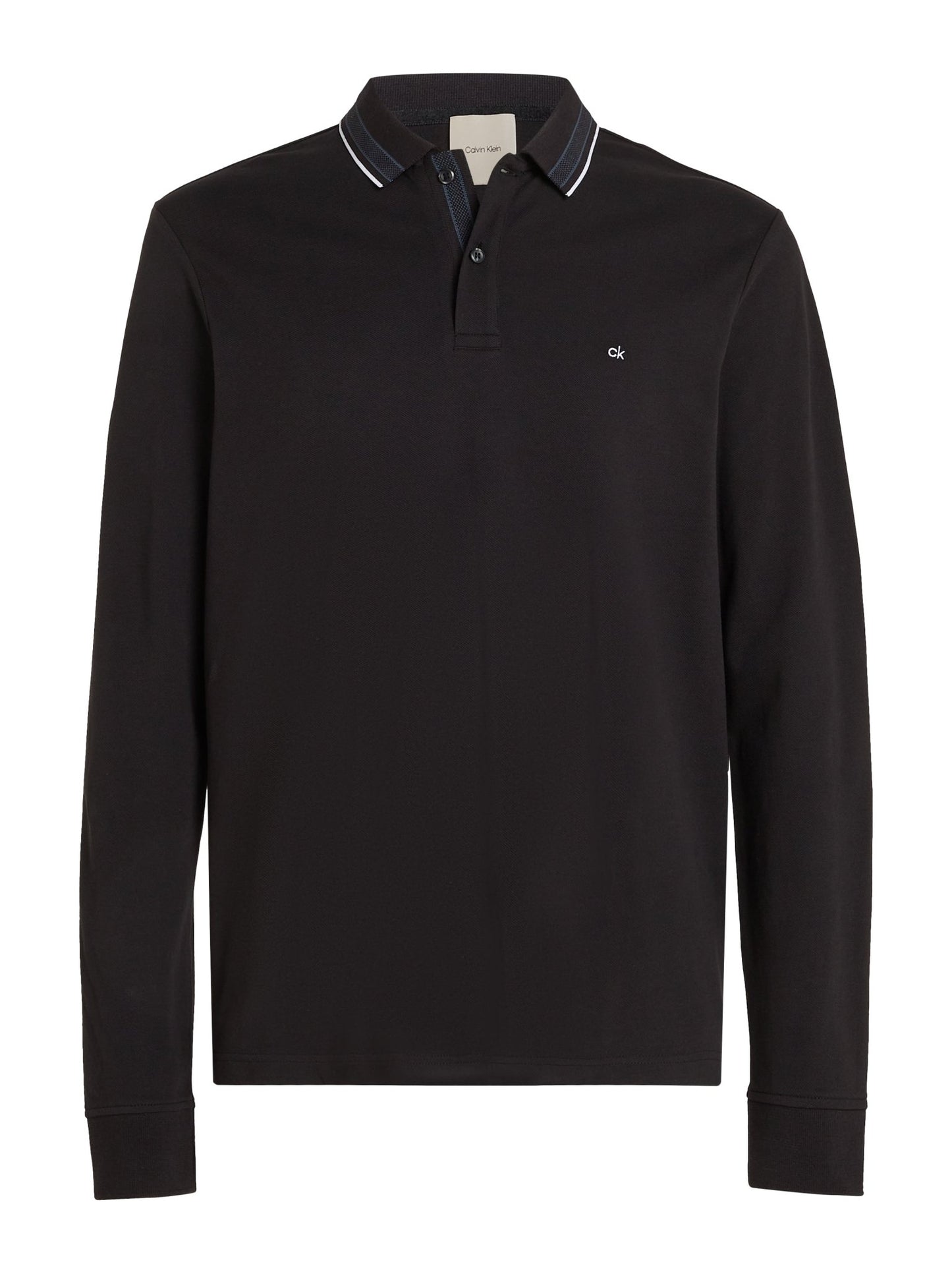 Calvin Klein Tipped Pique Long Sleeve Polo - Matt O'Brien Fashions