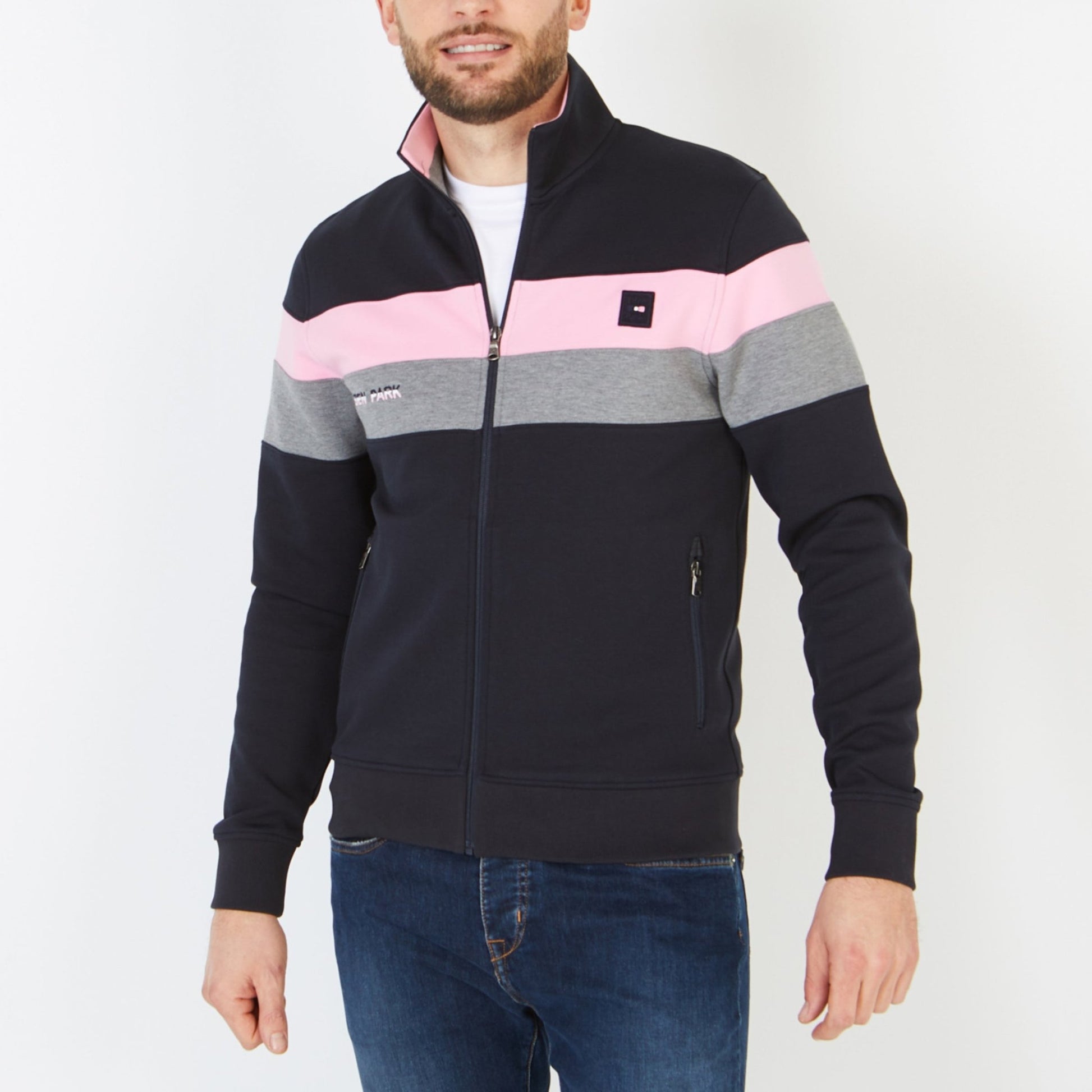 Eden Park Full Zip Block Stripe Sweatshirt - Matt O'Brien Fashions