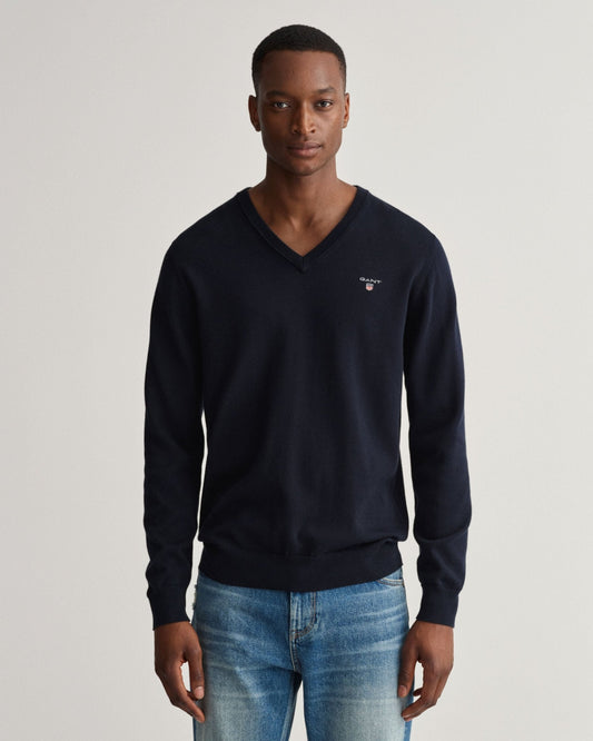 GANT Classic Cotton V-Neck Jumper - Matt O'Brien Fashions