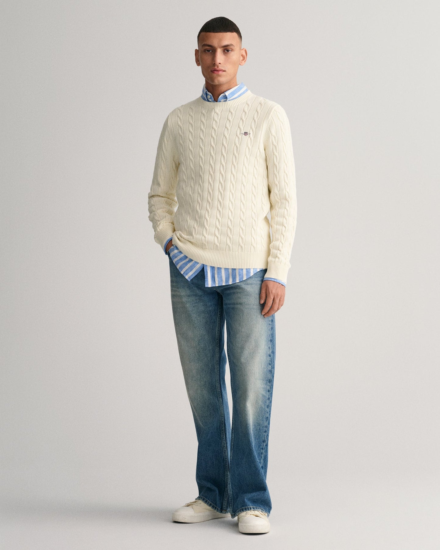 GANT Cotton Cable Crew Neck - Matt O'Brien Fashions