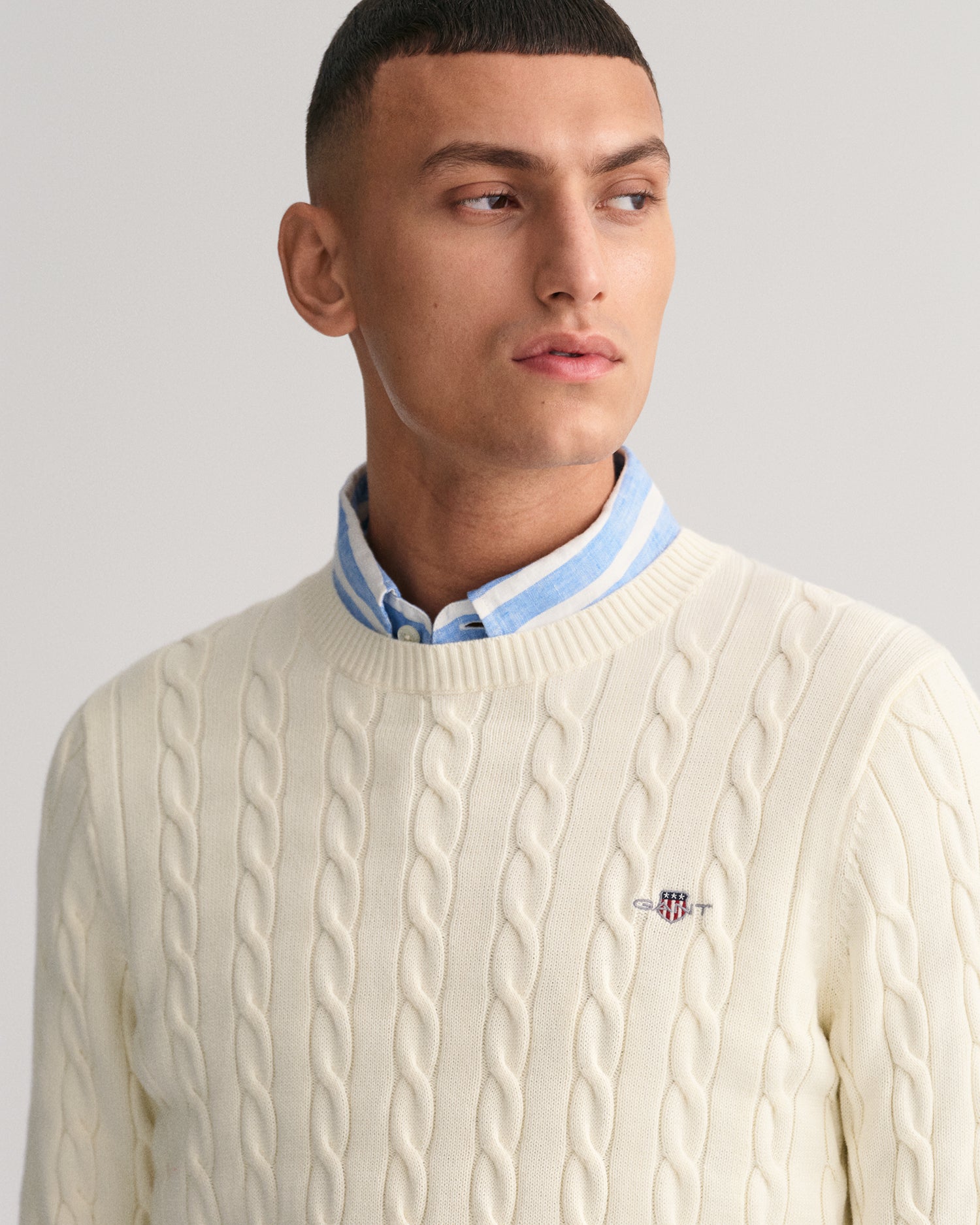 GANT Cotton Cable Crew Neck - Matt O'Brien Fashions