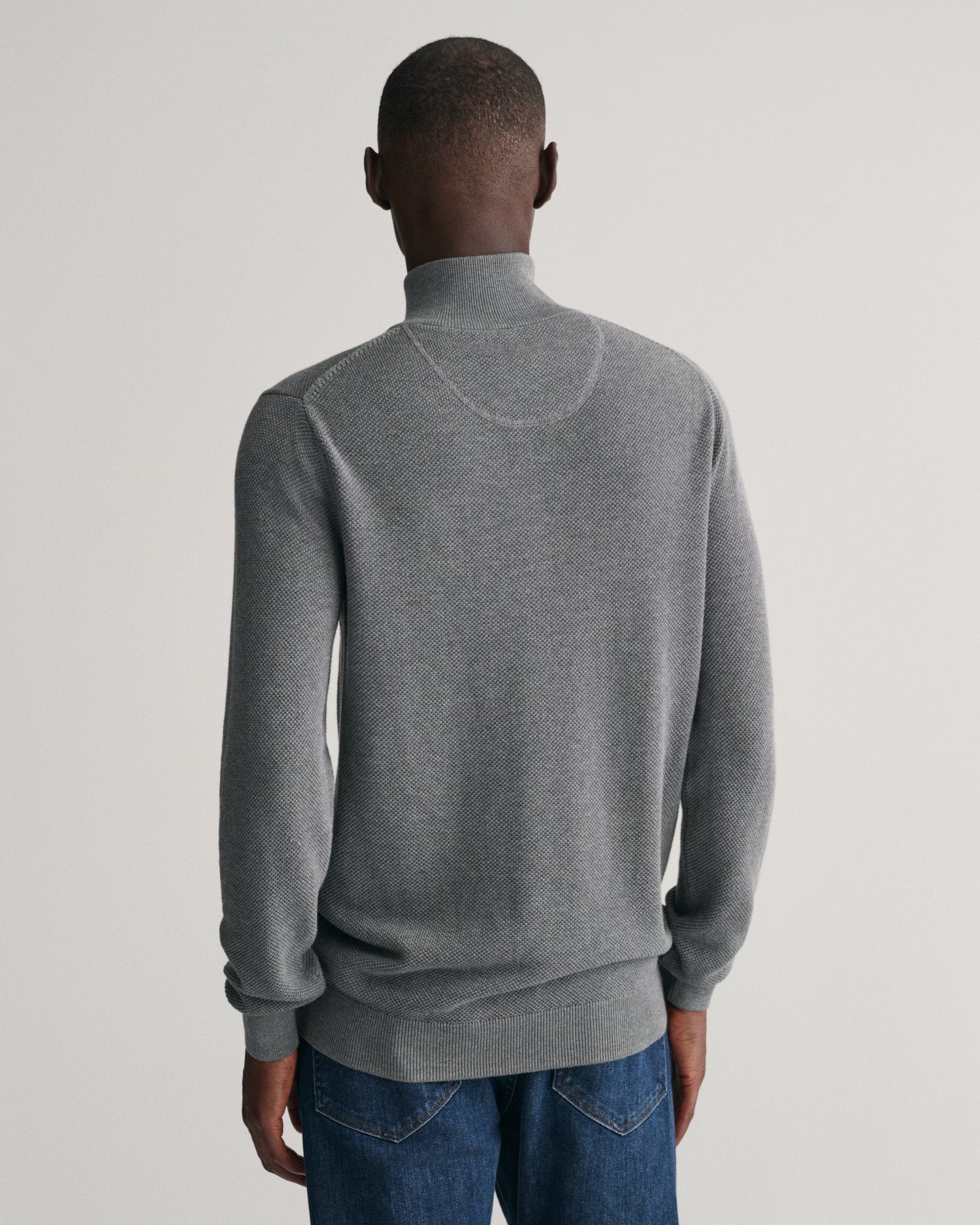 GANT Cotton Pique Half Zip Jumper M 92 Grey