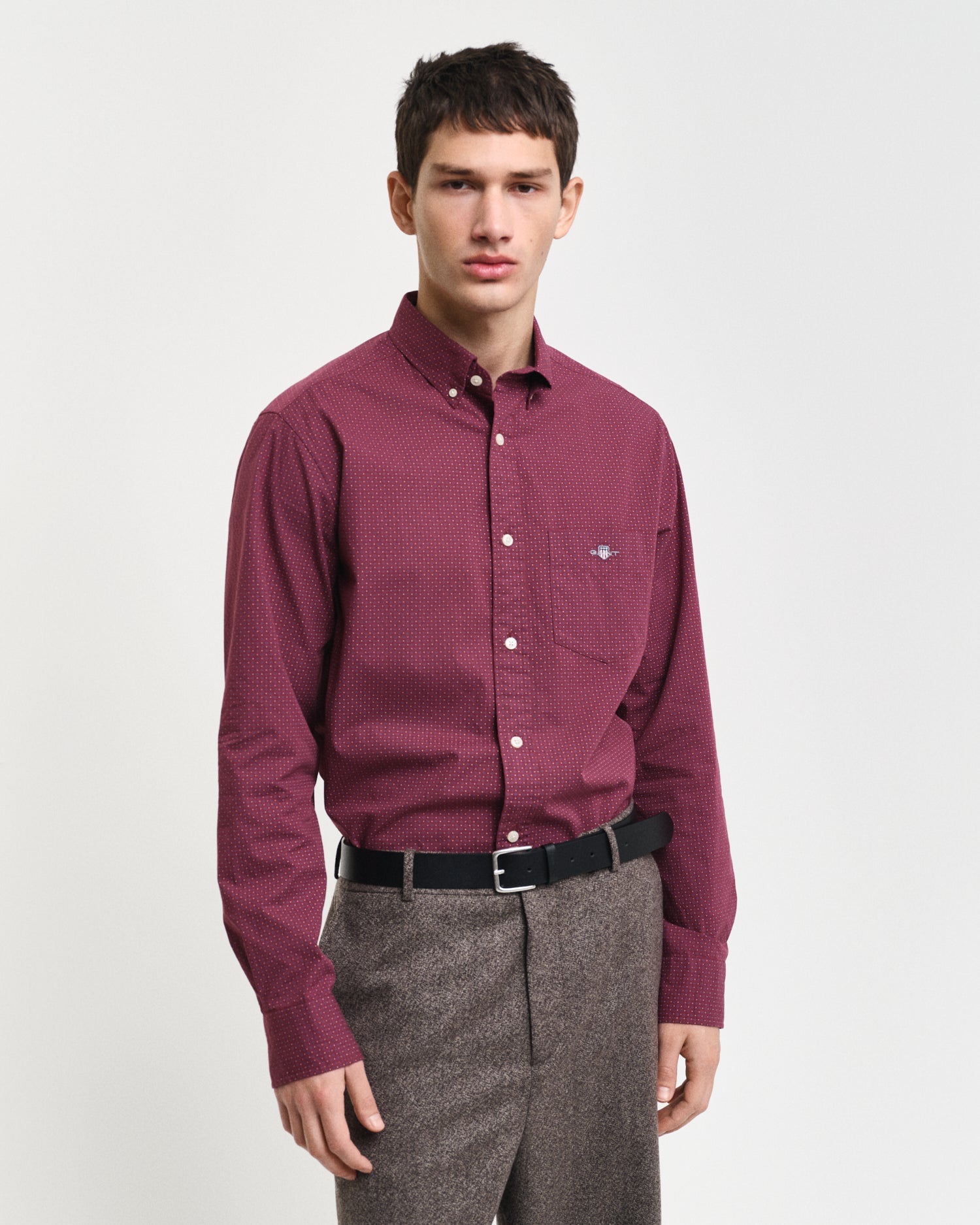 GANT Regular Micro Print Long Sleeve Shirt - Matt O'Brien Fashions