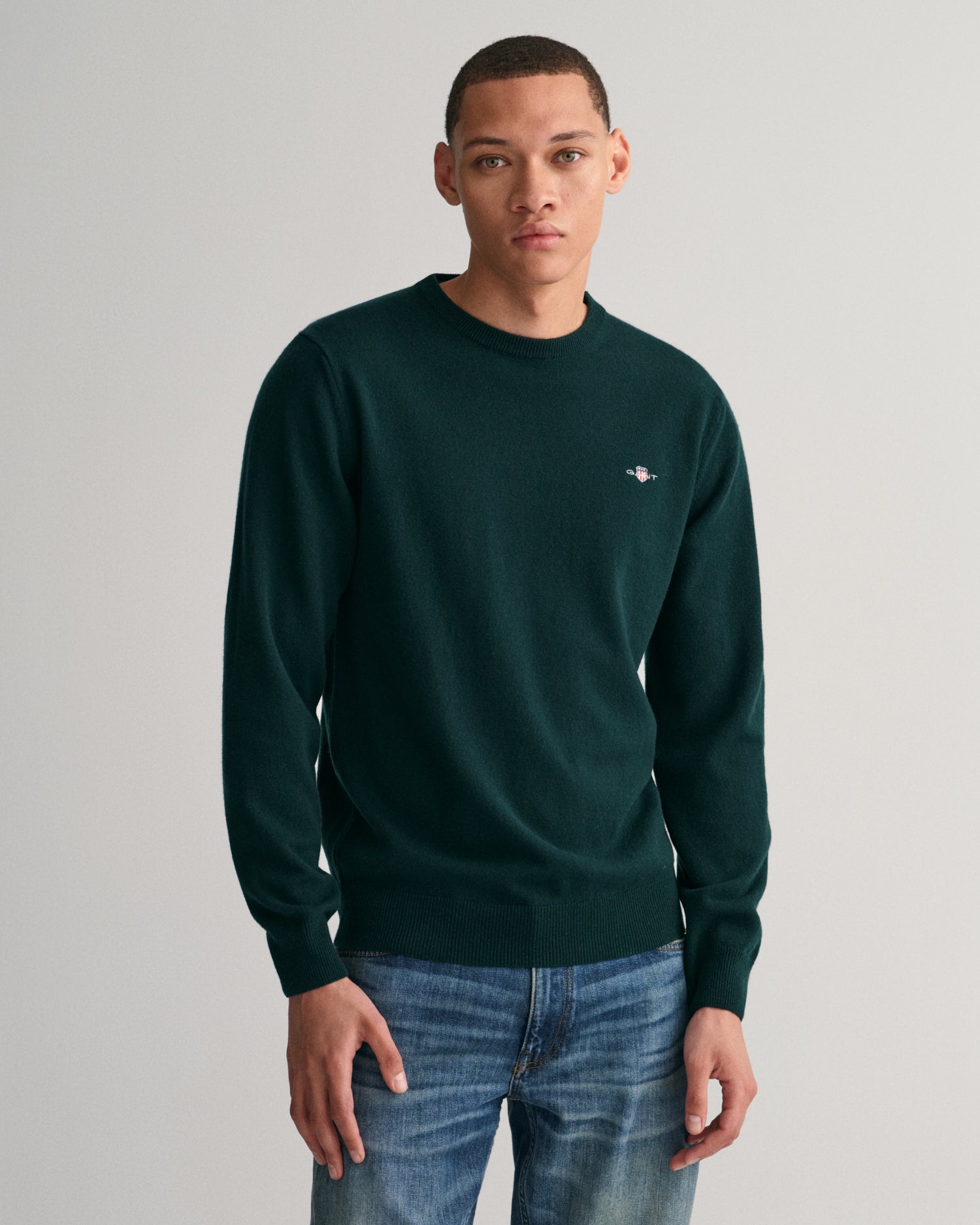 GANT Superfine Lambs Wool Crew Neck Jumper - Matt O'Brien Fashions