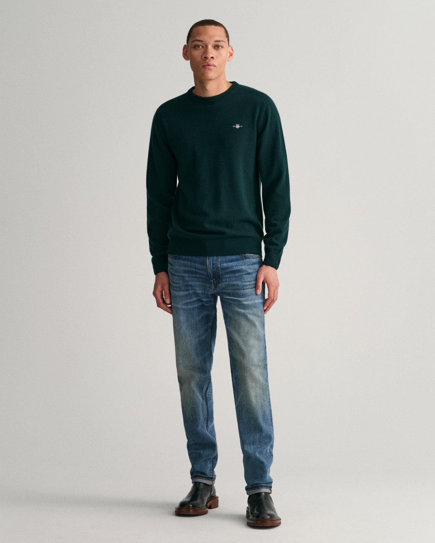 GANT Superfine Lambs Wool Crew Neck Jumper - Matt O'Brien Fashions