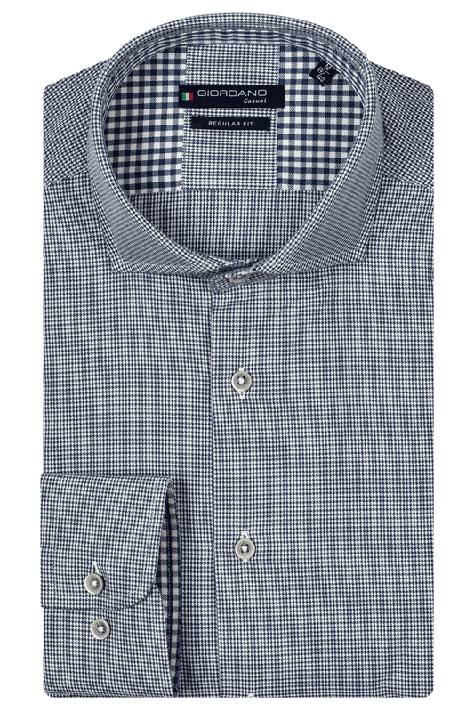 Giordano Regular Fit Micro Hounds Tooth Shirt - Matt O'Brien Fashions