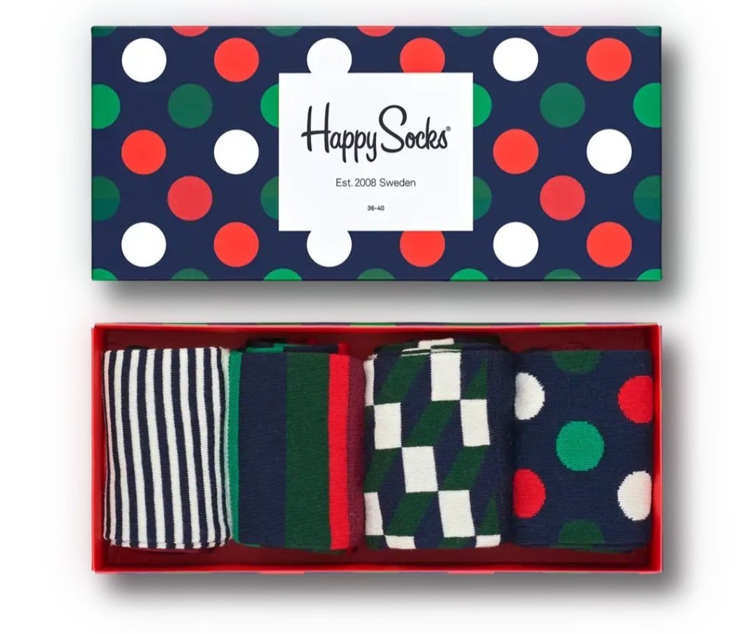 Happy Socks Big Dot Holiday 4 Pack Sock Box - Matt O'Brien Fashions