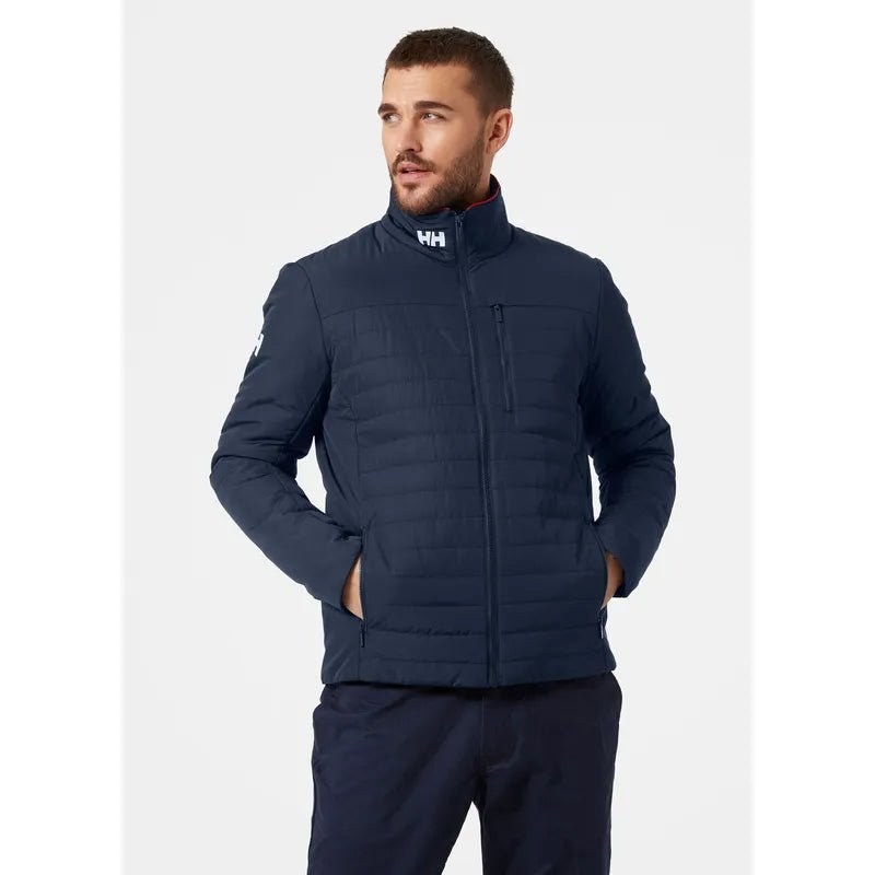 Helly Hansen Crew Insulator Jacket on model, front, navy - Matt O'Brien Fashions