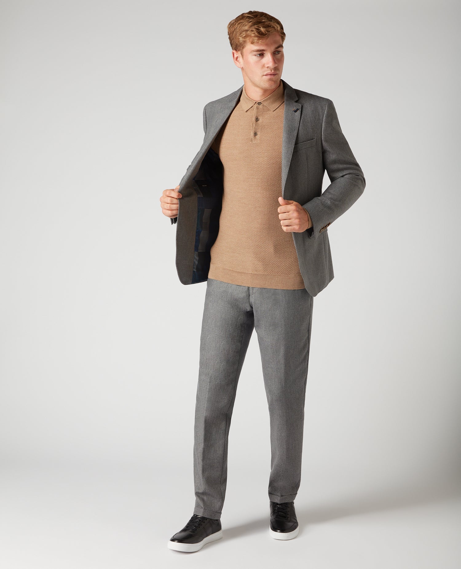 Remus Uomo Long Sleeve Knitted Polo - Matt O'Brien Fashions