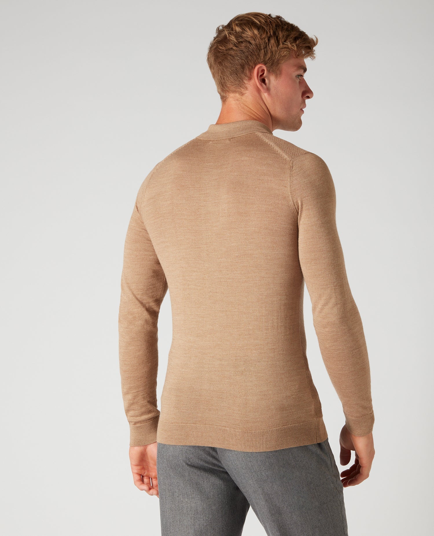 Remus Uomo Long Sleeve Knitted Polo - Matt O'Brien Fashions