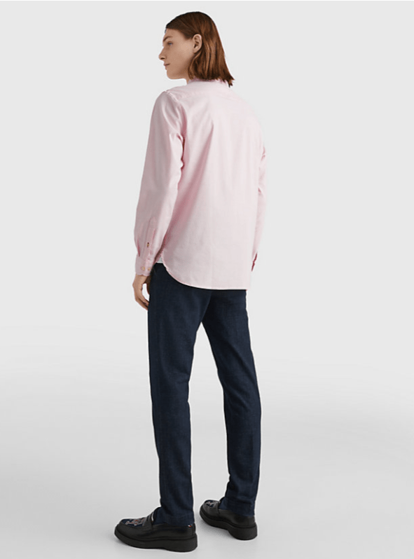 Tommy Hilfiger 1985 Flex Oxford Shirt on model, back, light pink - Matt O'Brien Fashions