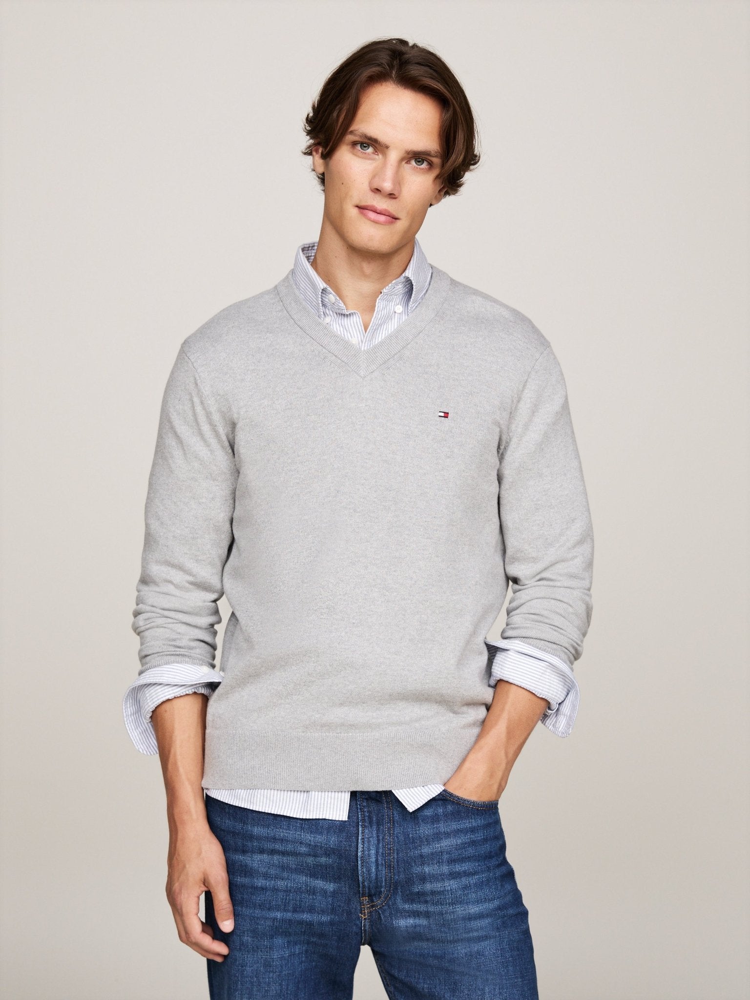 Tommy Hilfiger Cotton Cashmere V Neck Jumper - Matt O'Brien Fashions